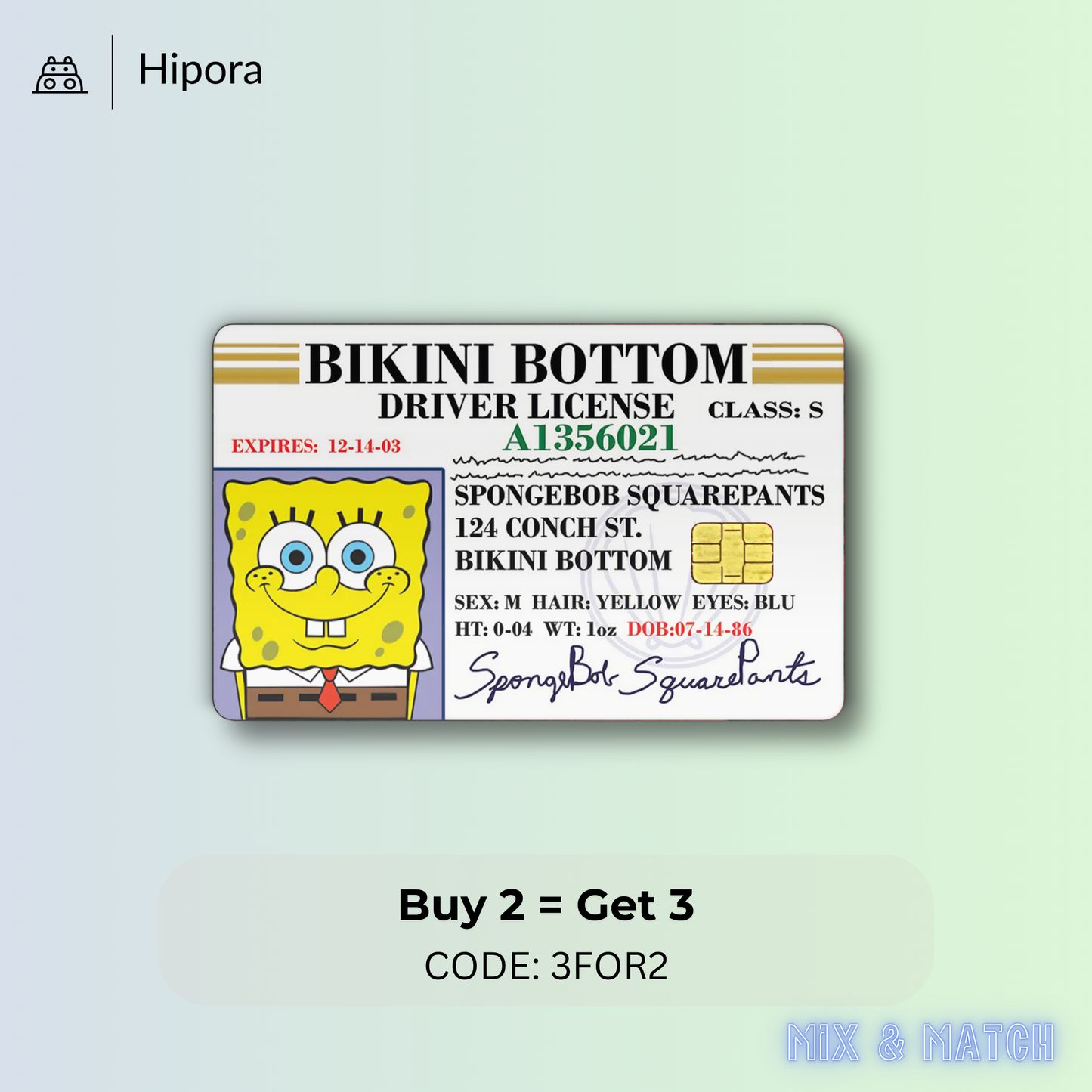 Spongebob Drivers Licence Credit Card Skin